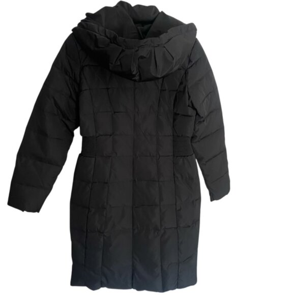 Cole Haan Black Hooded Down Puffer Coat Medium - Picture 4 of 6